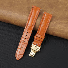 Orange Alligator Leather Watch Strap with Deployment Clasp