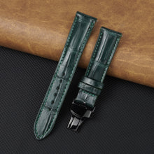Green Alligator Leather Watch Strap with Deployment Clasp