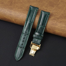 Green Alligator Leather Watch Strap with Deployment Clasp