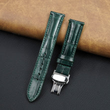 Green Alligator Leather Watch Strap with Deployment Clasp
