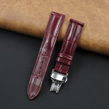 Burgundy Alligator Leather Watch Strap with Deployment Clasp