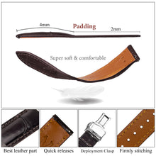 Dark Brown Alligator Leather Watch Strap with Deployment Clasp
