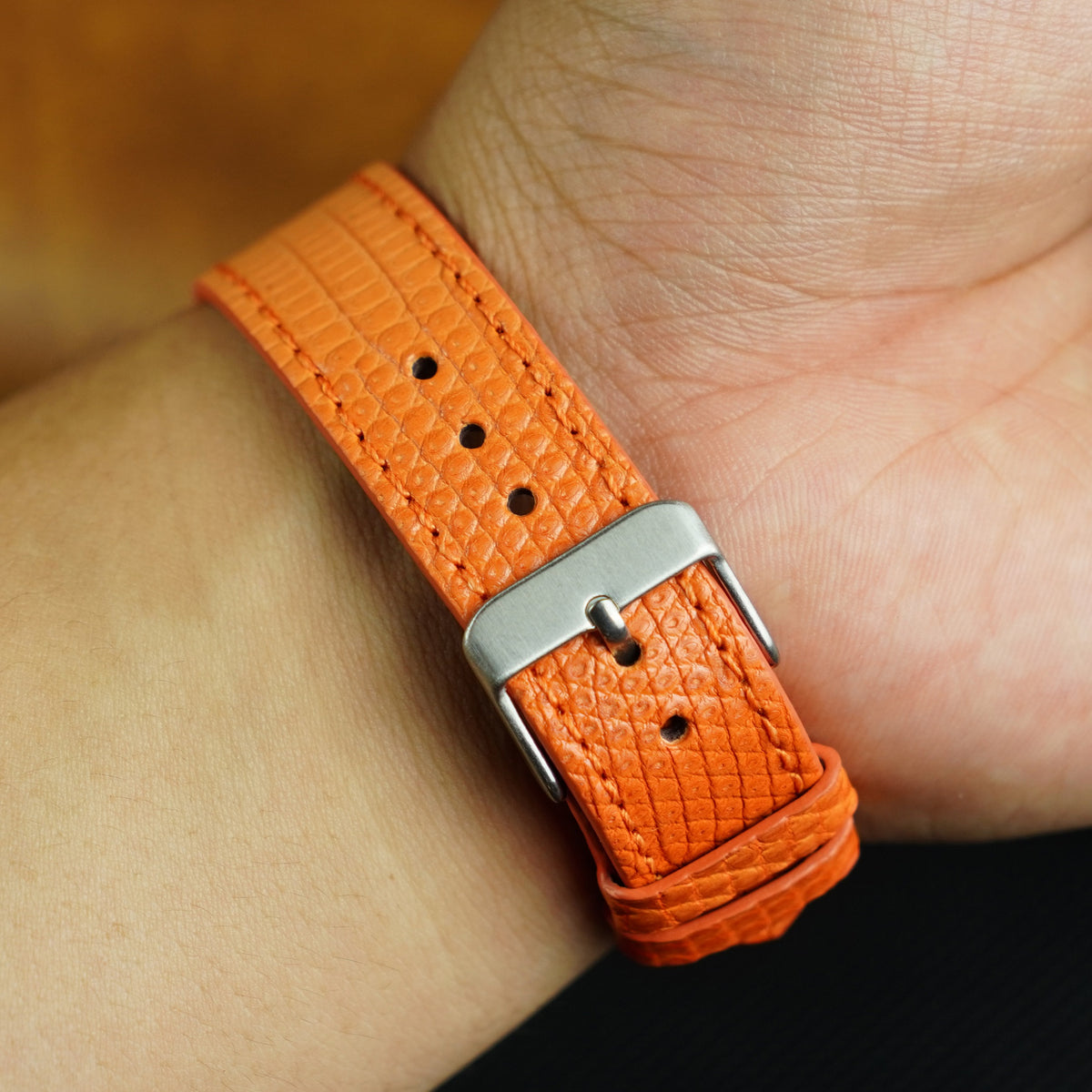 Orange Lizard Leather Watch Strap Quick Release
