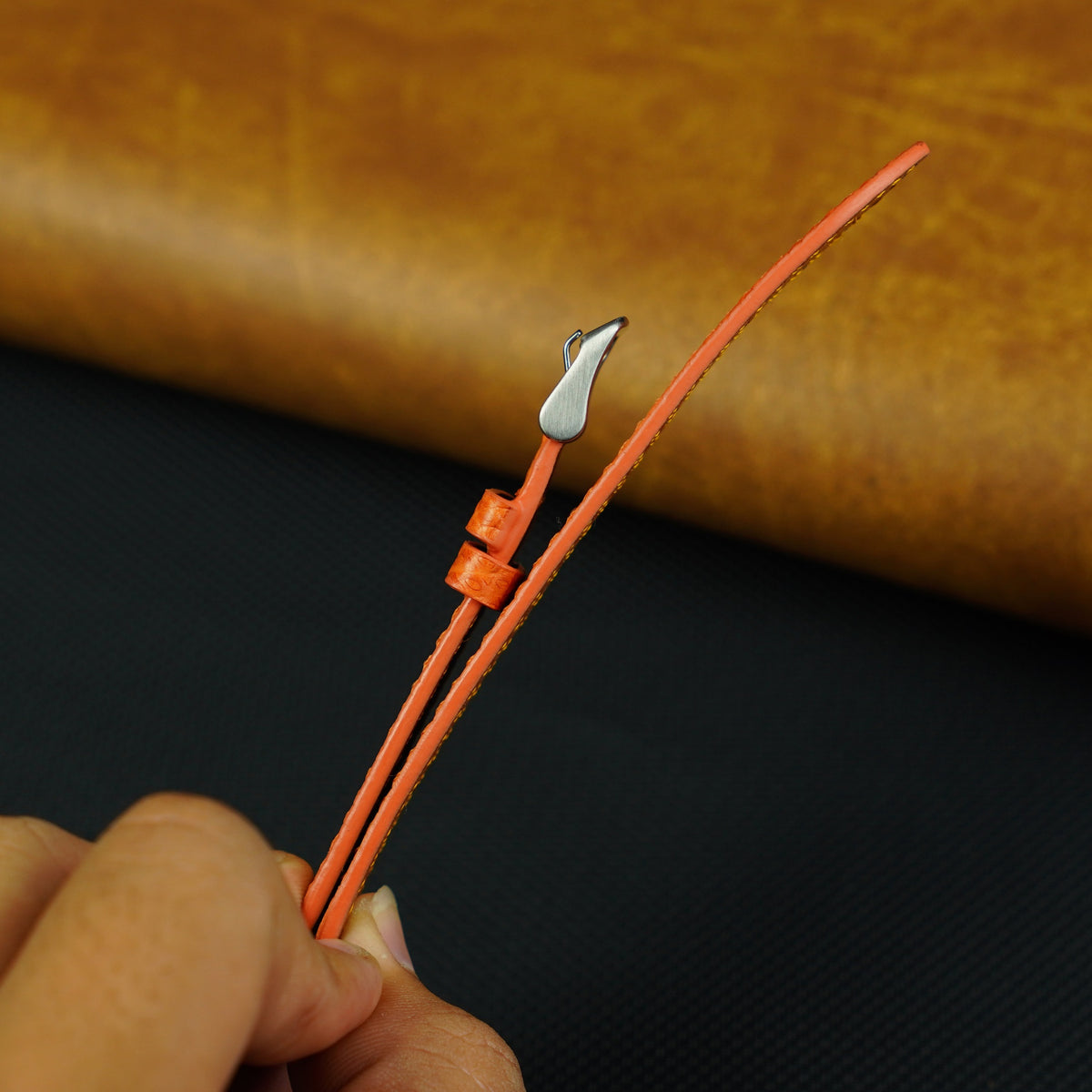 Orange Lizard Leather Watch Strap Quick Release