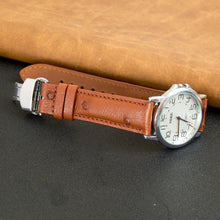 Brown Ostrich Leather Watch Strap with Deployment Clasp