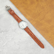 Brown Ostrich Leather Watch Strap with Deployment Clasp