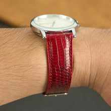 Red Lizard Leather Watch Strap