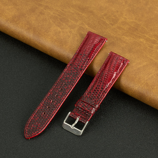 Red Lizard Leather Watch Strap