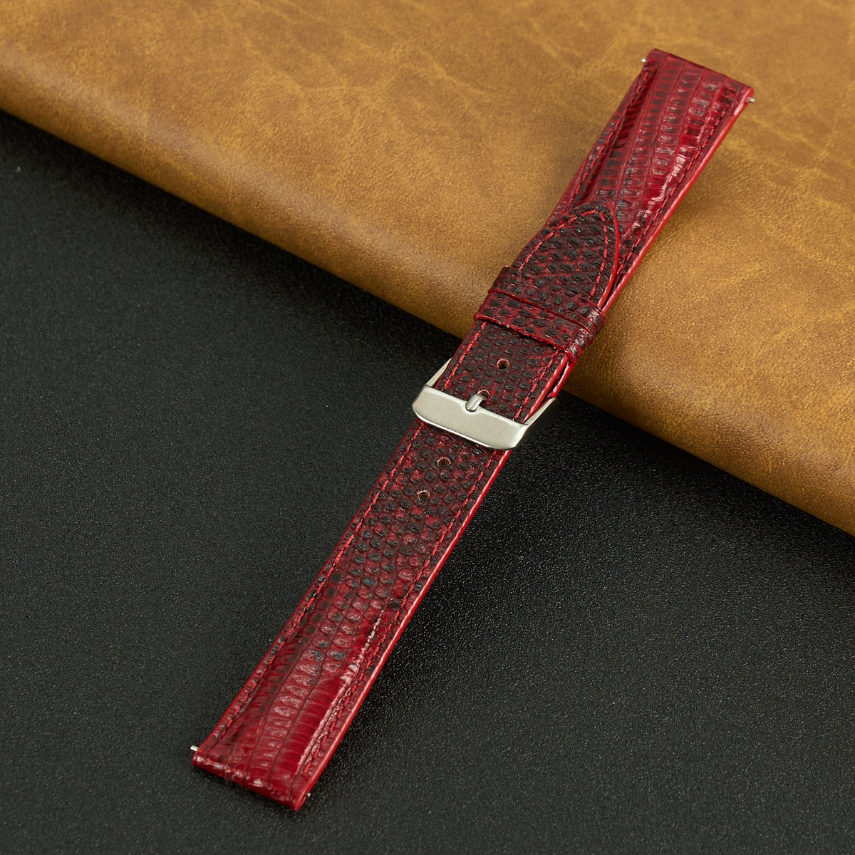 Red Lizard Leather Watch Strap