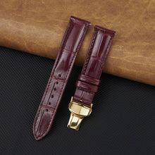 Burgundy Alligator Leather Watch Strap with Deployment Clasp