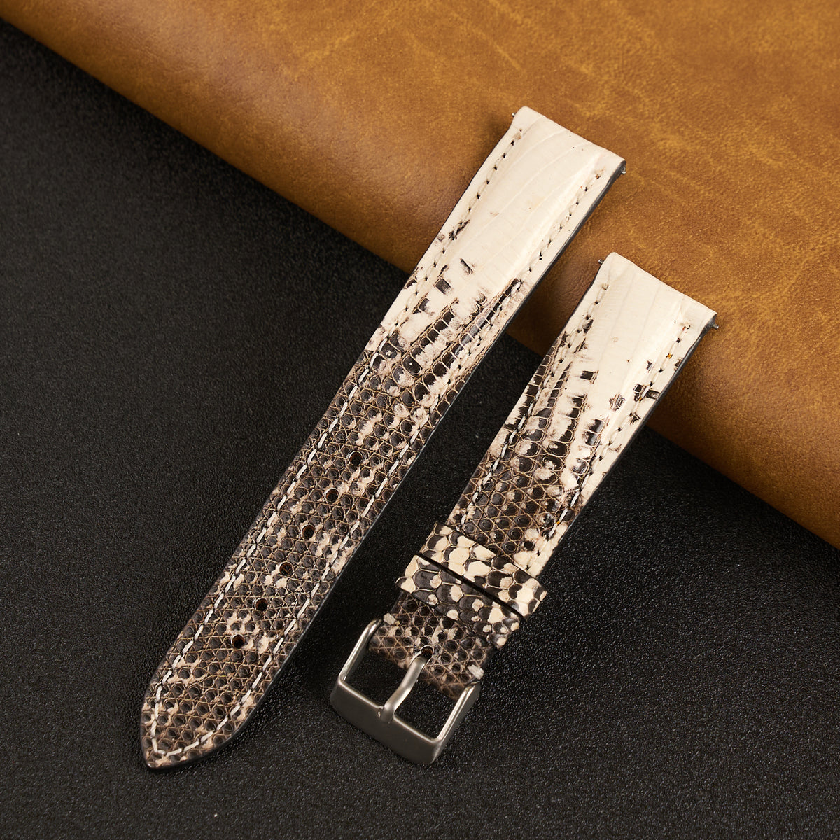 White Lizard Leather Watch Strap