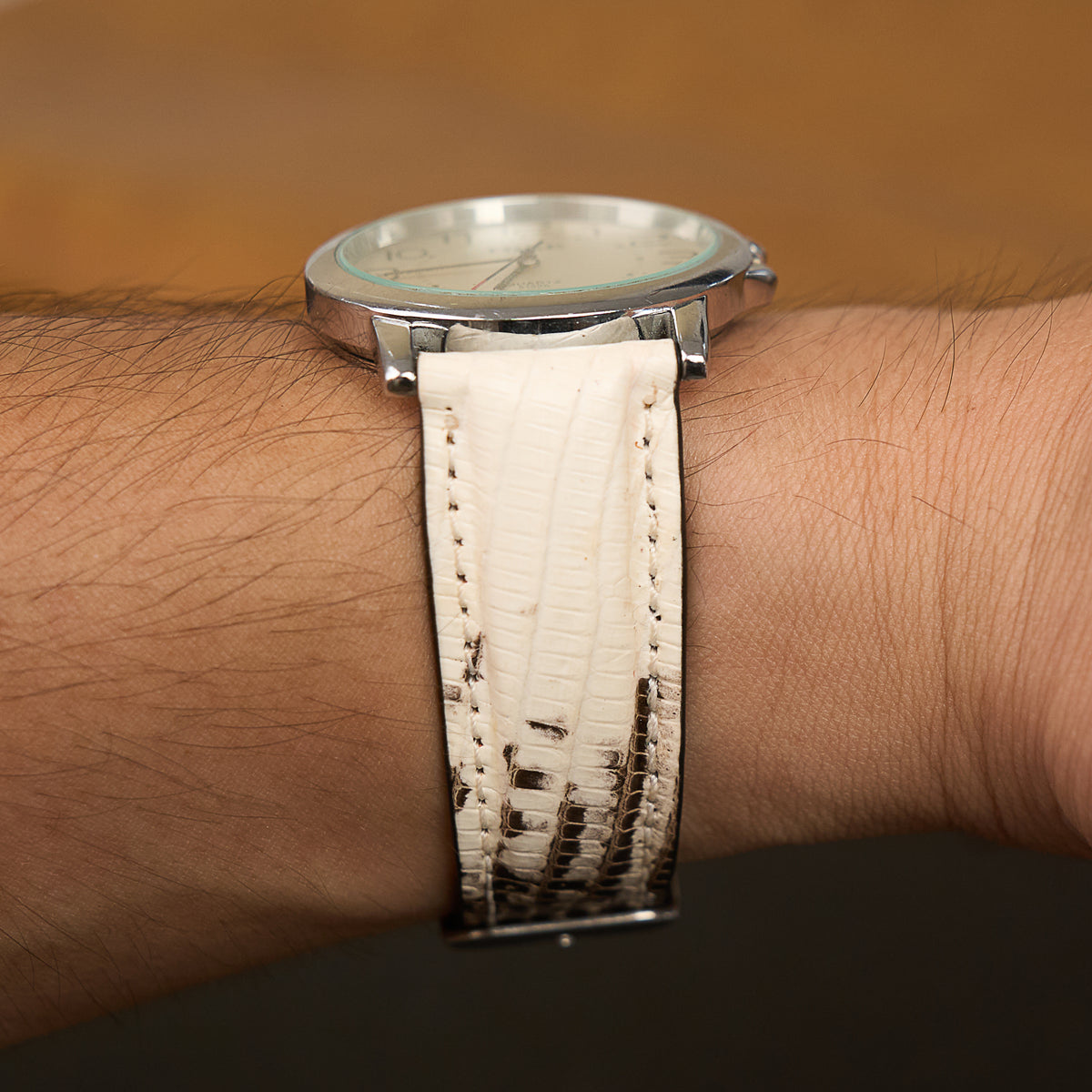 White Lizard Leather Watch Strap