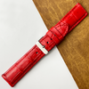 Bright Red Unique Pattern Alligator Leather Watch Band