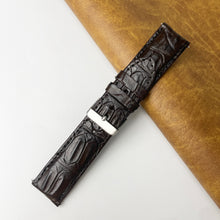 Dark Brown Unique Alligator Leather Watch Band For Men