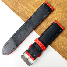 Bright Red Unique Pattern Alligator Leather Watch Band
