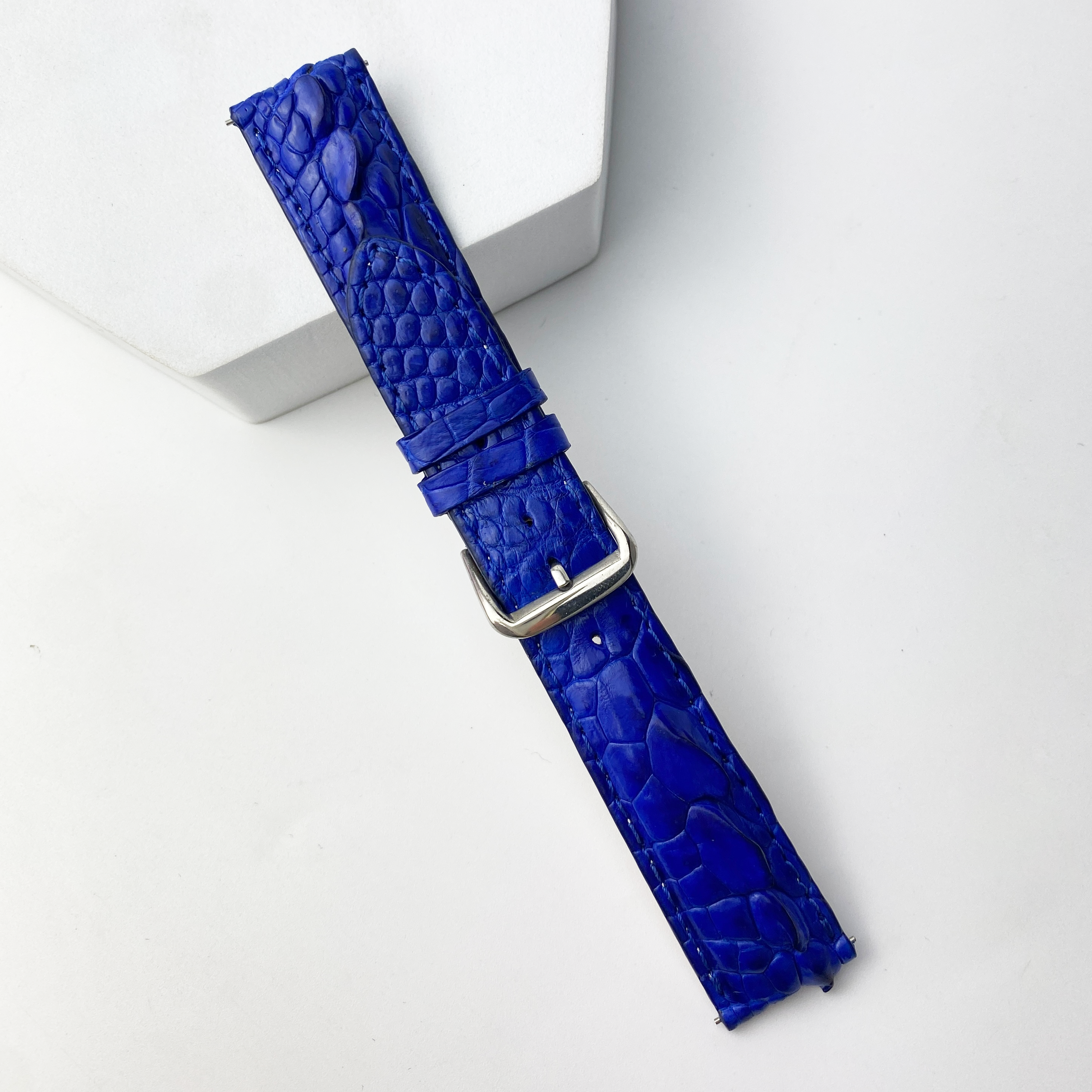 blue alligator leather watch strap for men