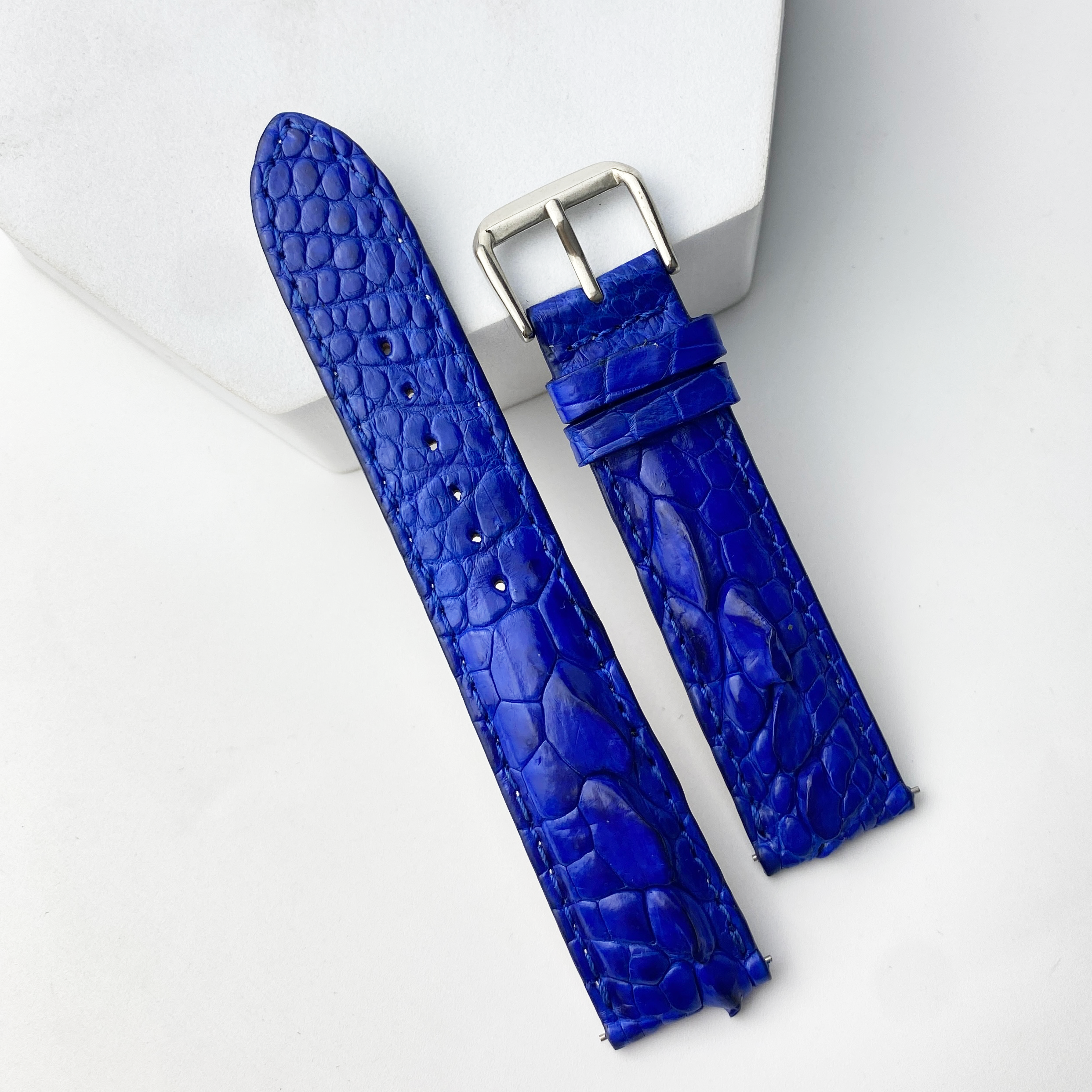 bllue alligator leather watch band