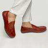 Light Brown Alligator Leather Moccasin Loafer | Crocodile Belly Skin Moccasin Loafer | SH96L42
