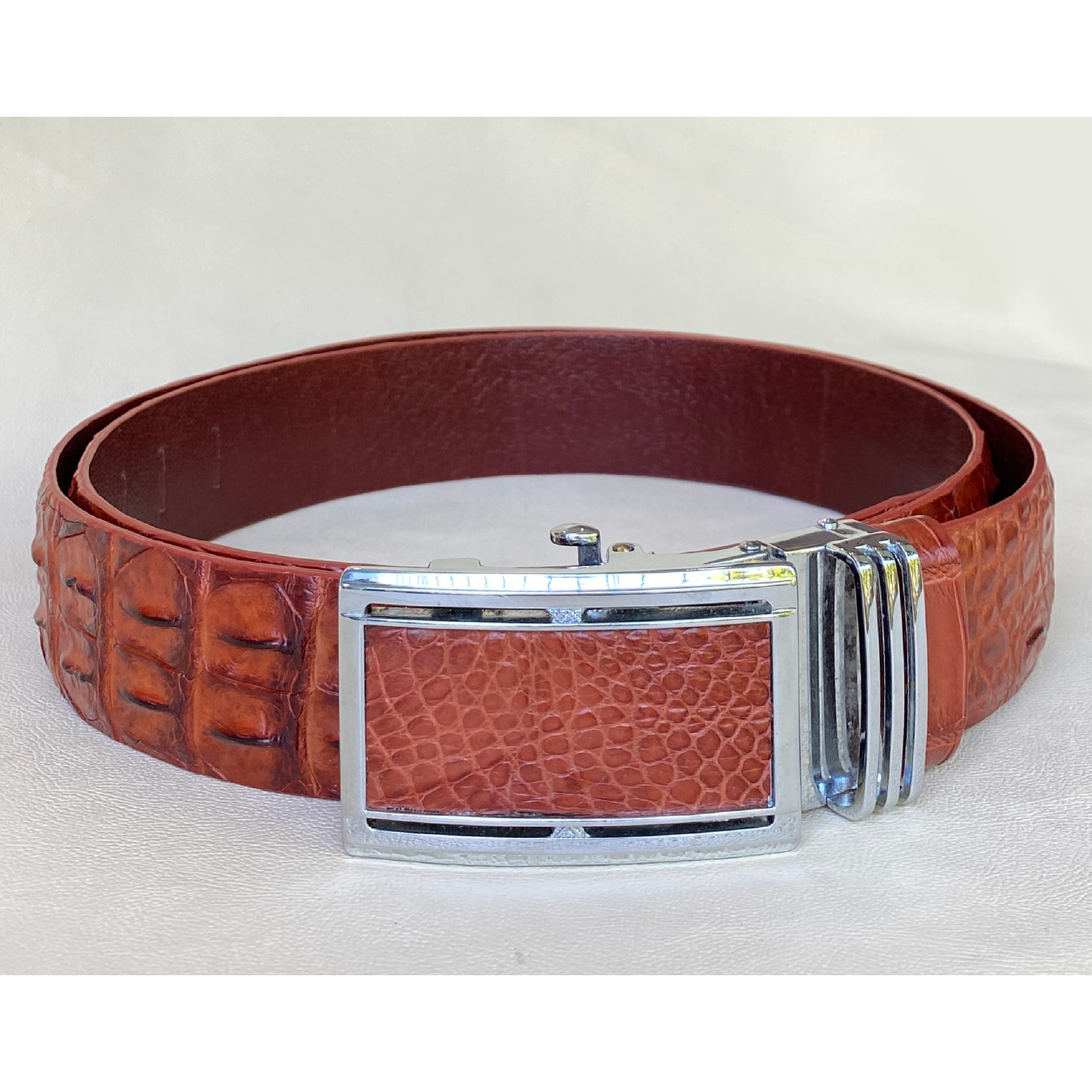 Light Brown Alligator HornBack  Leather Belt For Men