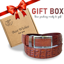 Light Brown Alligator HornBack  Leather Belt For Men
