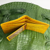 Yellow Double Side Alligator Hornback Leather Bifold Wallet