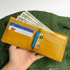 Yellow Double Side Alligator Hornback Leather Bifold Wallet