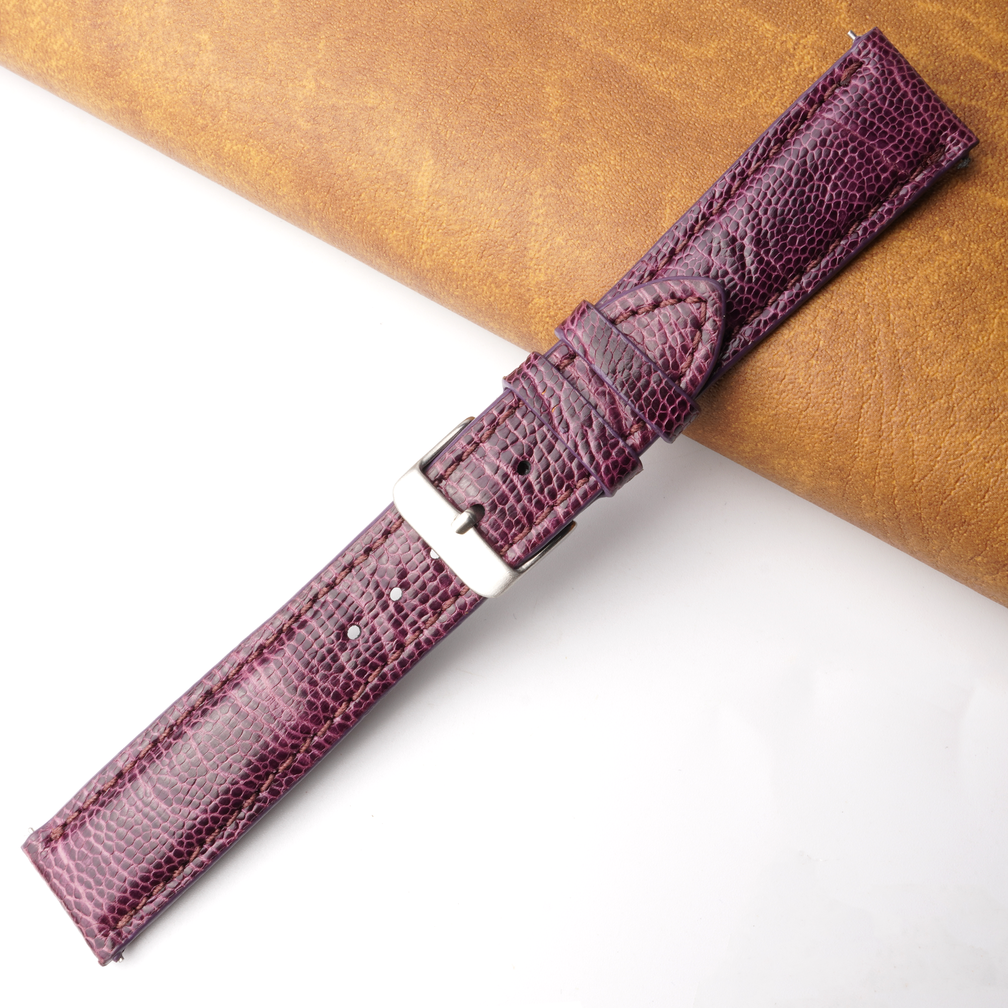20mm Purple Unique Ostrich Leather Watch Band For Men | DH-170H