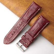 24mm Burgundy Unique Pattern Alligator Leather Watch Band For Men DH-224AC