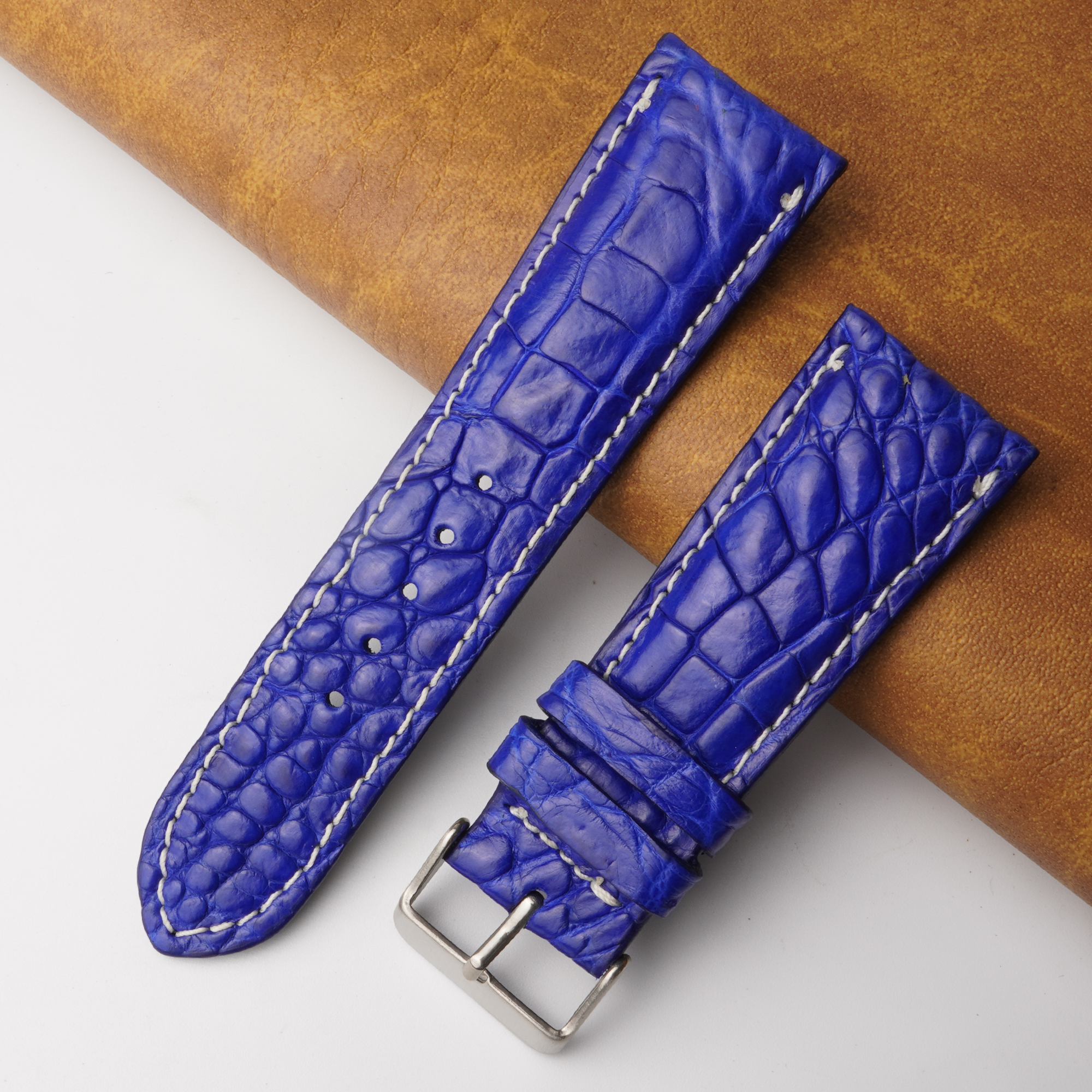 26mm Blue Unique Pattern Alligator Leather Watch Band For Men DH-159G