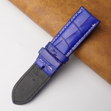 24mm Blue Unique Pattern Alligator Leather Watch Band For Men DH-159D