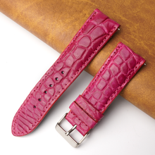 24mm Pink Unique Pattern Alligator Leather Watch Band For Men DH-225I