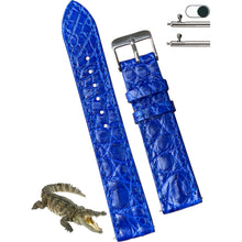 2 Navy Blue Slim Alligator Leather Watch Band + Navy Blue Credit Card Holder - Vinacreations