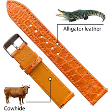 20mm Orange Carrot No-Padding Alligator Leather Watch Band | Flat Crocodile Skin Replacement Wristwatch Strap | DH-29 - Vinacreations