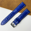 Unique White Hand-stitching Blue Alligator Leather Watch Band For Men