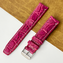 Pink Unique Pattern Alligator Leather Watch Band