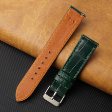 Flat Green Alligator Leather Watch Band