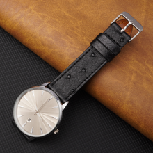Slim Black Ostrich Leather Watch Band