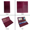 Burgundy Alligator Long Wallet For Men | Premium Crocodile Belly Leather Checkbook