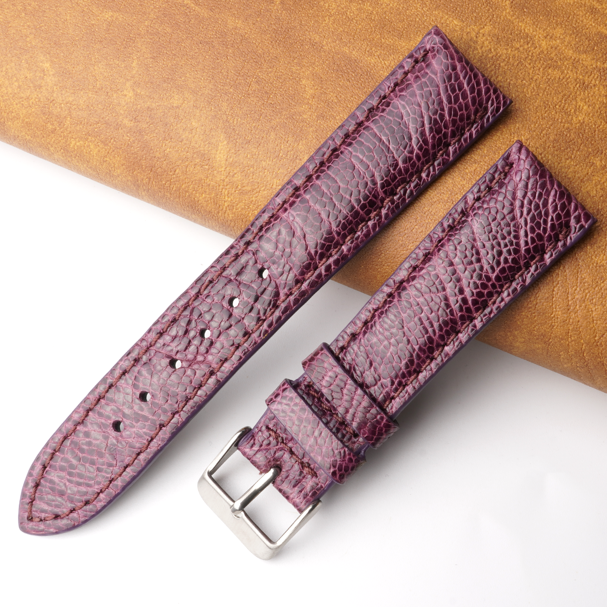 20mm Purple Unique Ostrich Leather Watch Band For Men | DH-170N