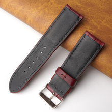 24mm Burgundy Unique Pattern Alligator Leather Watch Band For Men DH-224AC