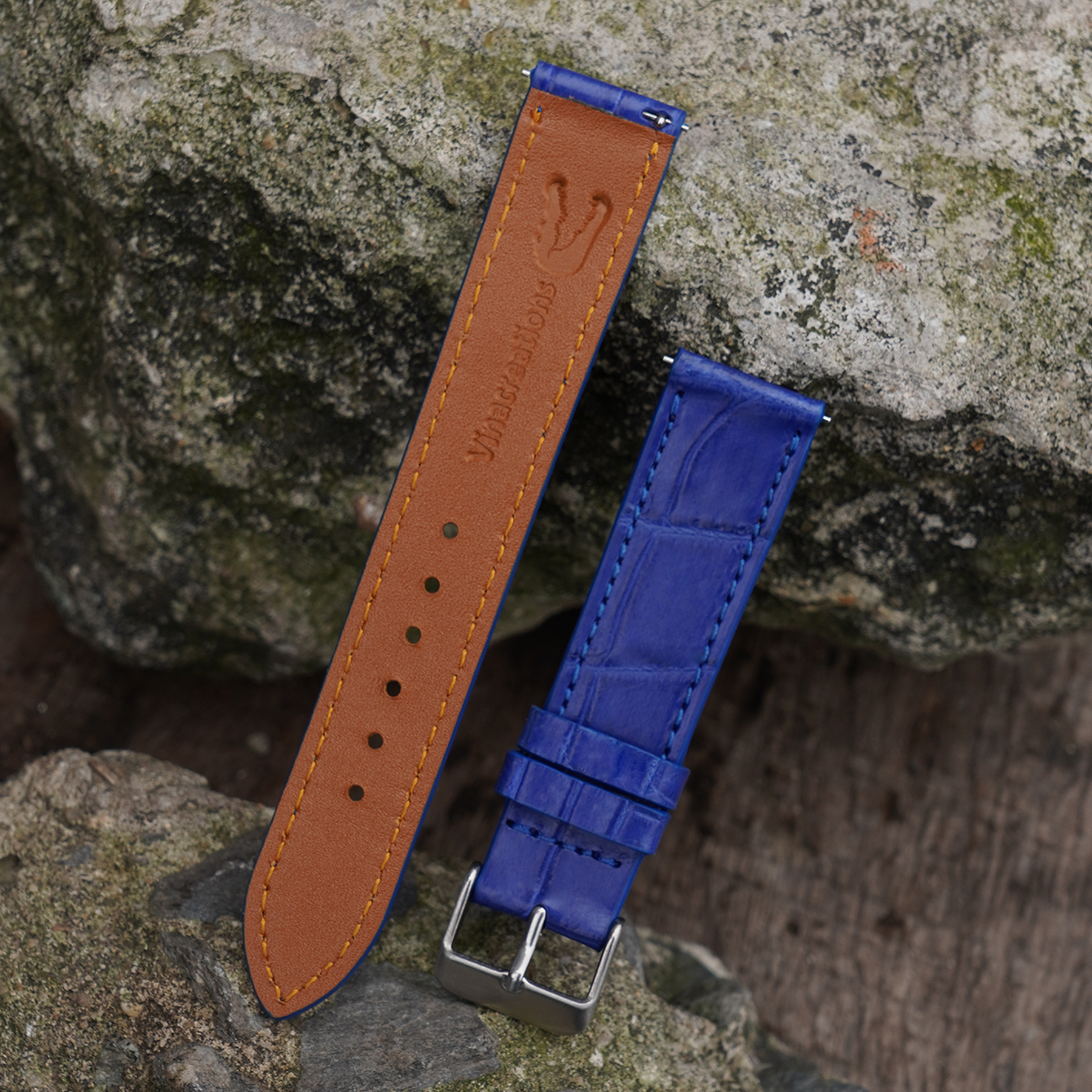 Flat Light Blue Alligator Leather Watch Band