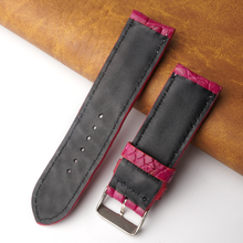 24mm Pink Unique Pattern Alligator Leather Watch Band For Men DH-226K