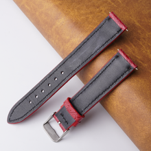 Red Unique Pattern Ostrich Leather Watch Band For Men DH-191A