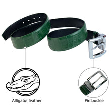 Handmade Green Alligator Belt Men's - Crocodile Skin Belly Belt 1.5" - Pin Buckle