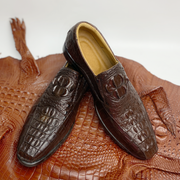 Dark Brown Mens Alligator Leather Slip-On Loafer Shoes | Crocodile Hornback Leather Loffer | SH53F