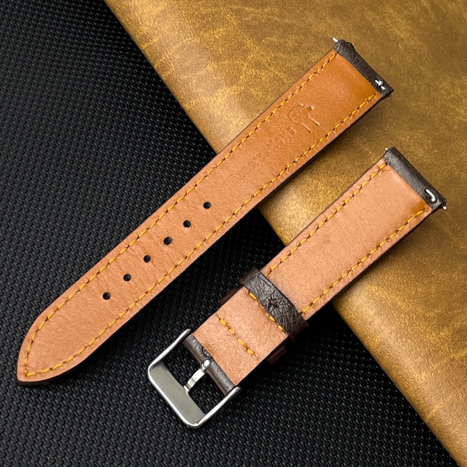 Dark Brown Genuine Ostrich Leather Watch Strap Quick Release