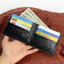 Black Double Side Alligator Slim Bifold Wallet For Men