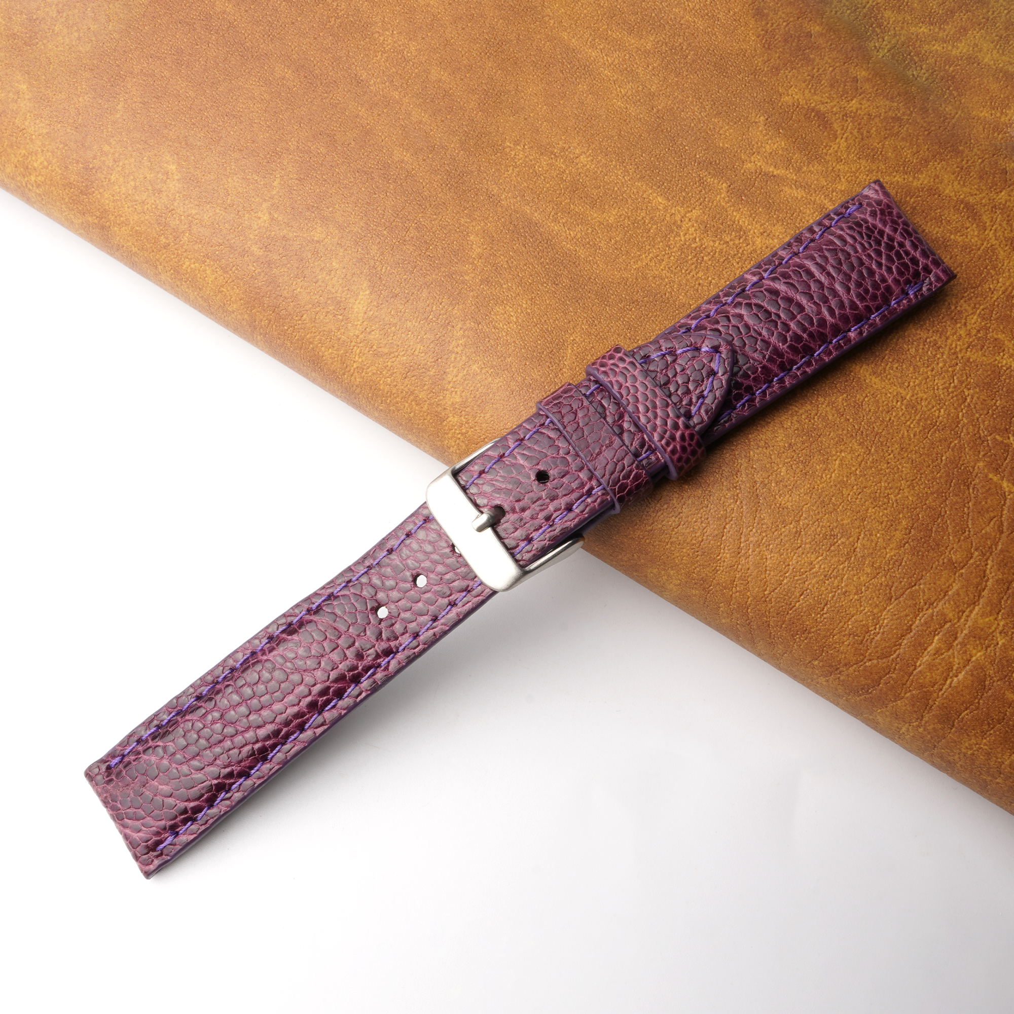 20mm Purple Unique Ostrich Leather Watch Band For Men | DH-170D