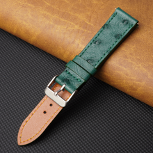 Slim Green Ostrich Leather Watch Band
