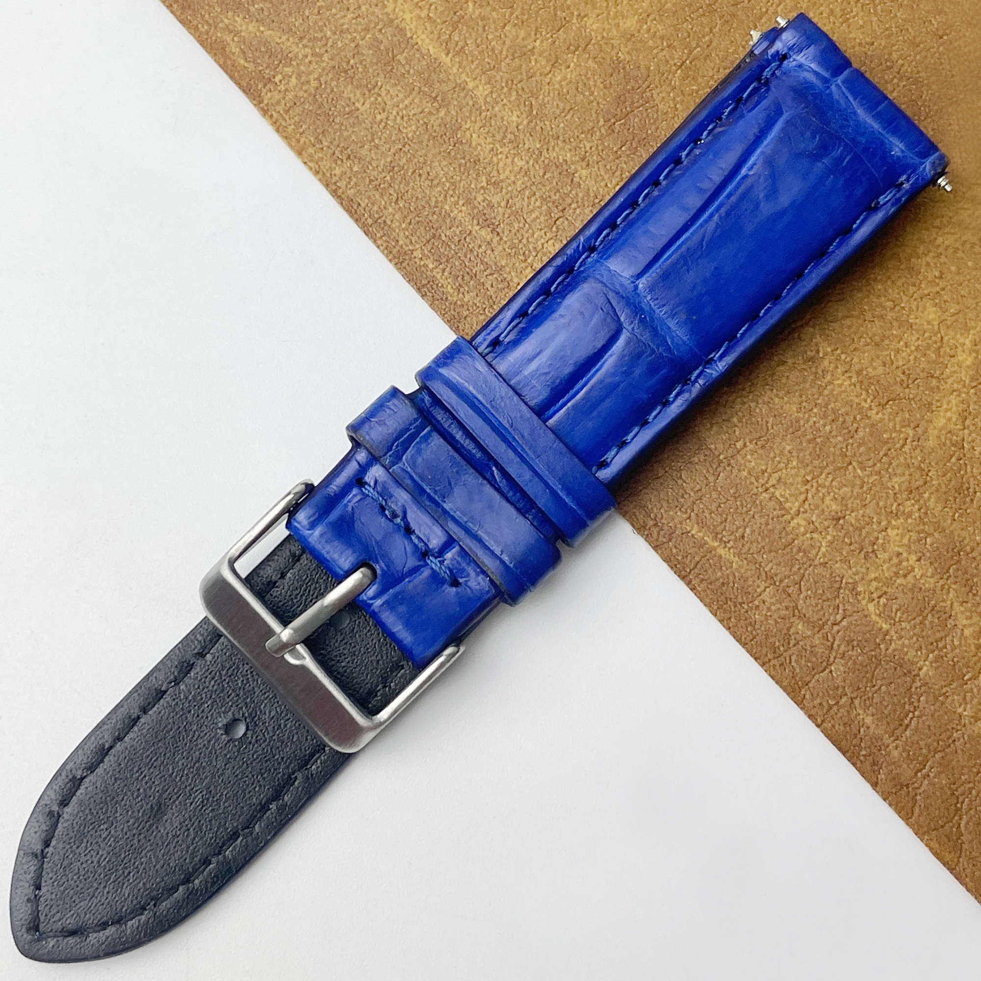 Blue Unique Texture Alligator Watch Band For Men 